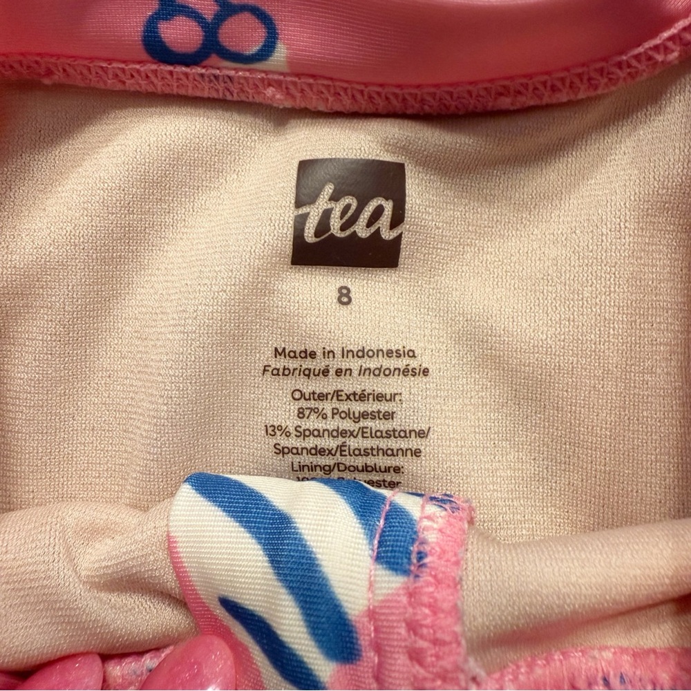 Tea Collection pink ice cream cone rash guard zip swim bathing suit 8 girls - Picture 4 of 6